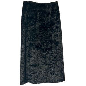 Vtg 80s Whimsigoth Goth Witchy Black Crushed Velvet Fur Hi Waist Pencil XS
